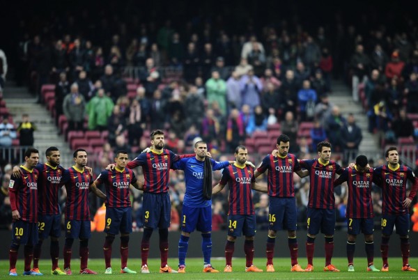 Barcelona starting eleven lined up, in 2014