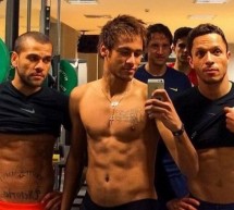 Neymar, Adriano and Daniel Alves showoff their abs