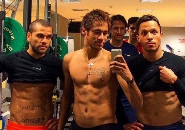 Daniel Alves, Neymar and Adriano abs muscles