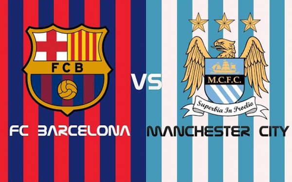 Barcelona vs Manchester City game poster