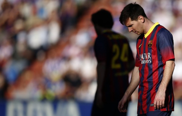 Lionel Messi looking disappointed