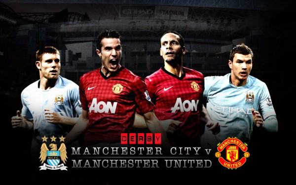 Manchester United vs Manchester City game poster flyer