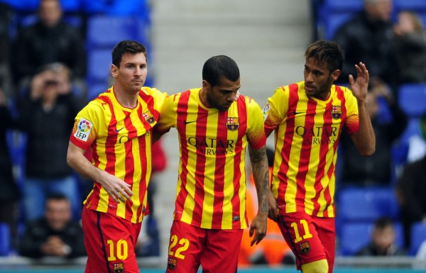 Messi, Daniel Alves and Neymar Jr, in Barça 2014