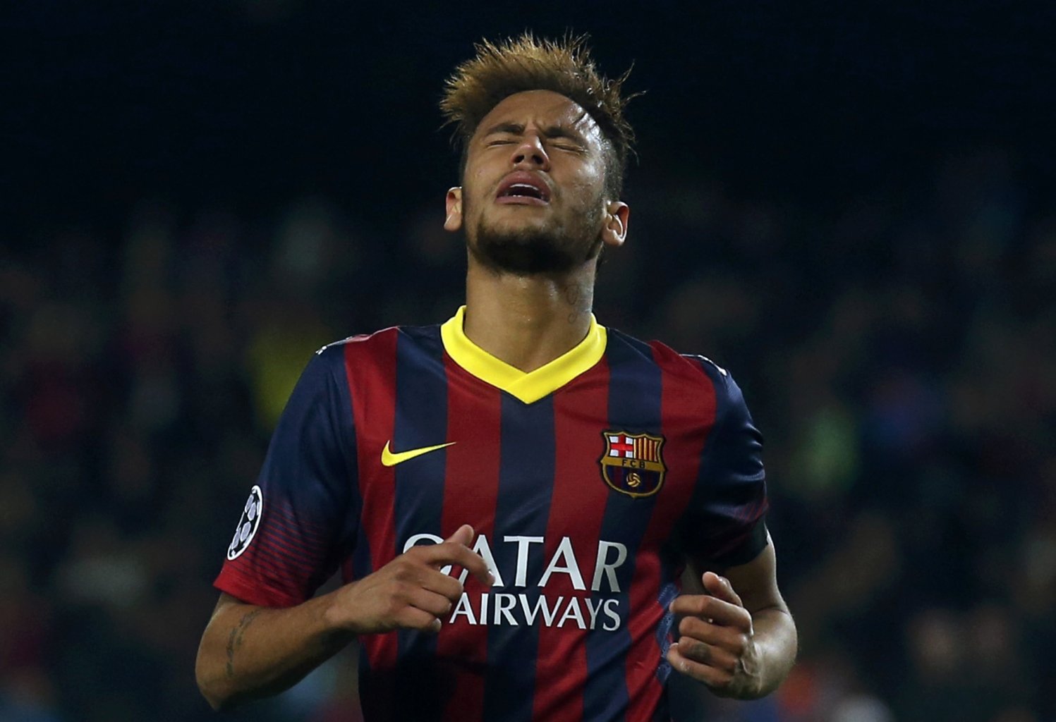 Neymar frustrated and funny hairstyle