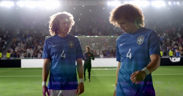 David Luiz and his twin double in the new Nike video ad