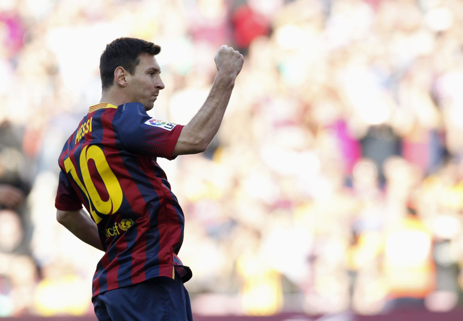 Lionel Messi celebrating another goal in the league