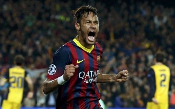 Neymar goal celebration in Champions League Barcelona 1-1 Atletico Madrid
