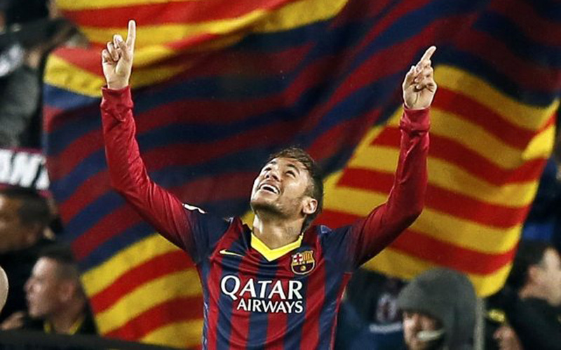 Neymar playing at the Camp Nou