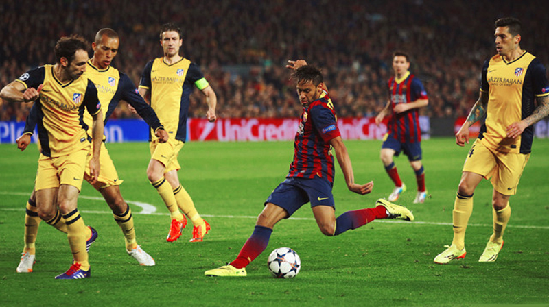 Neymar playing vs Atletico Madrid