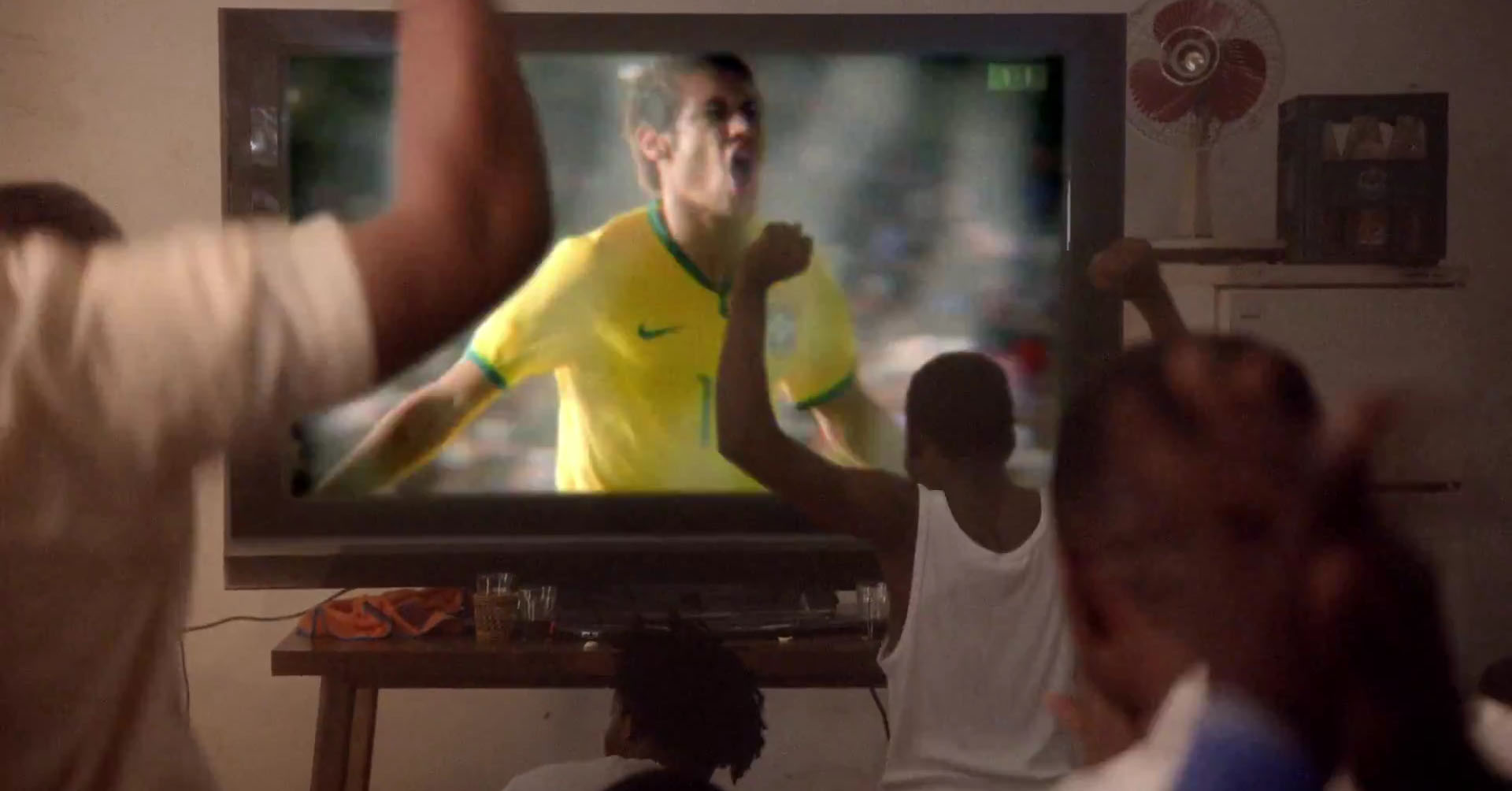 Neymar showing up in the television during the new Nike advertising video campaign