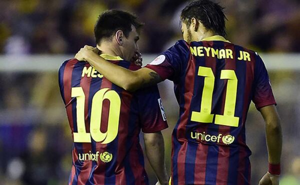 Lionel Messi and Neymar Jr in Barcelona 2014