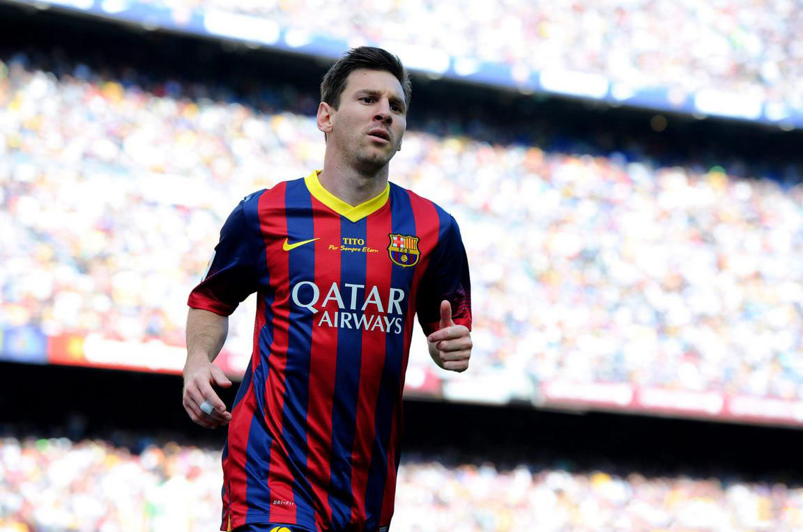 Lionel Messi in FC Barcelona 2014 jersey