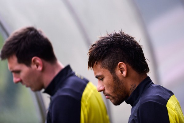 Messi and Neymar in training