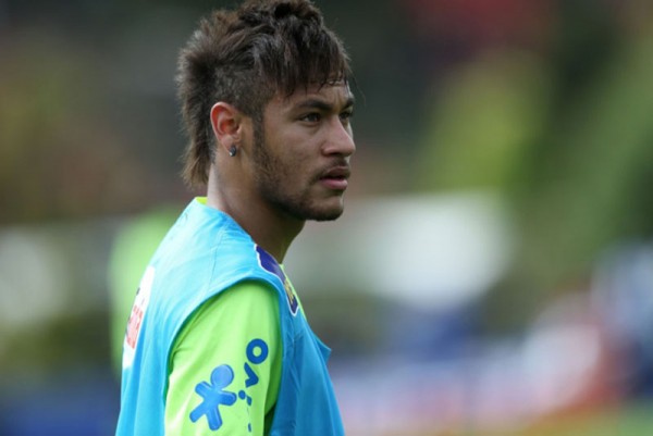 Neymar during a Brazil training session