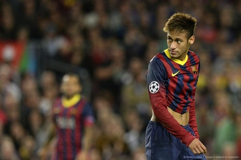 Neymar playing for FC Barcelona in 2013-2014