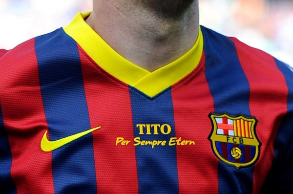 Tito Vilanova per sempre etern on Barcelona shirt