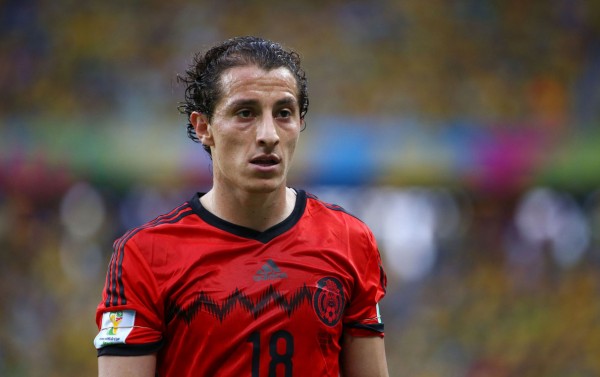 Andrés Guardado in Brazil vs Mexico for the FIFA World Cup 2014