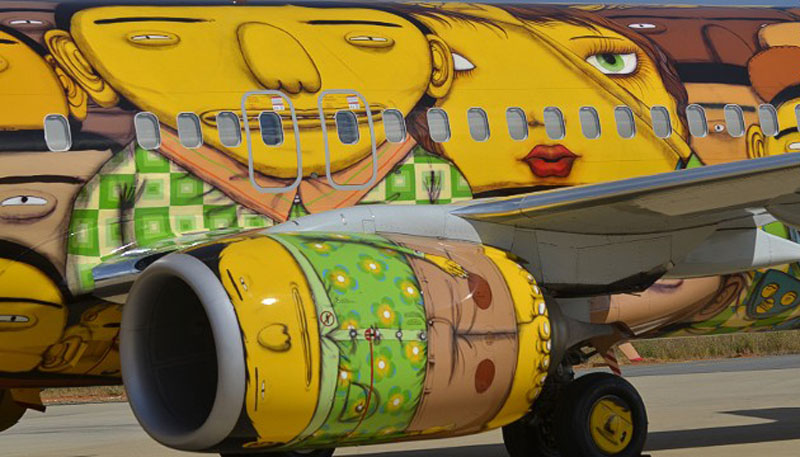 Brazil airplane graffiti painting work