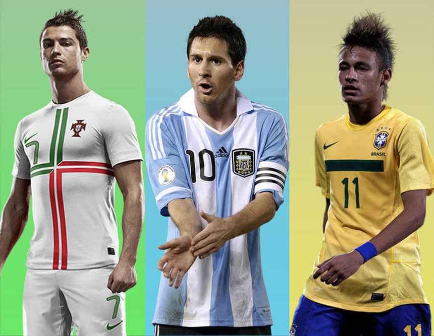 Cristiano Ronaldo, Lionel Messi and Neymar, Portugal, Argentina and Brazil wallpaper