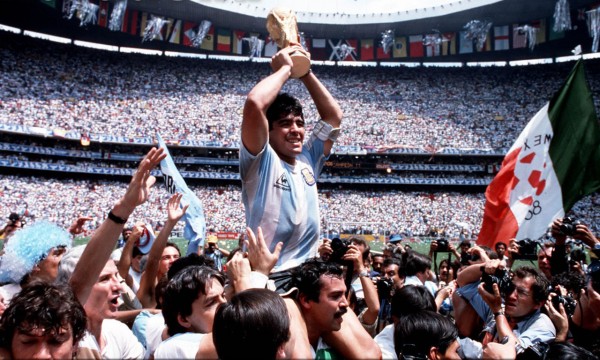 Diego Armando Maradona after winning the FIFA World Cup 1986 for Argentina