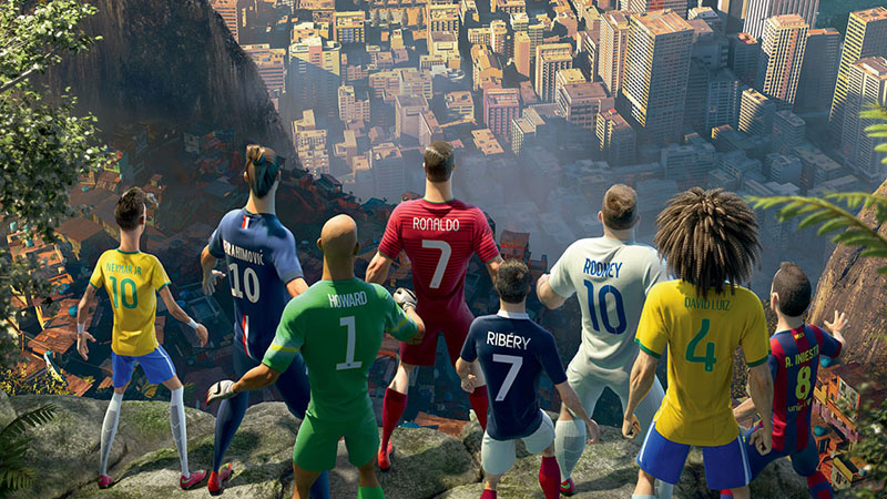 Football players animated version in Nike's advertising video, The Last Game