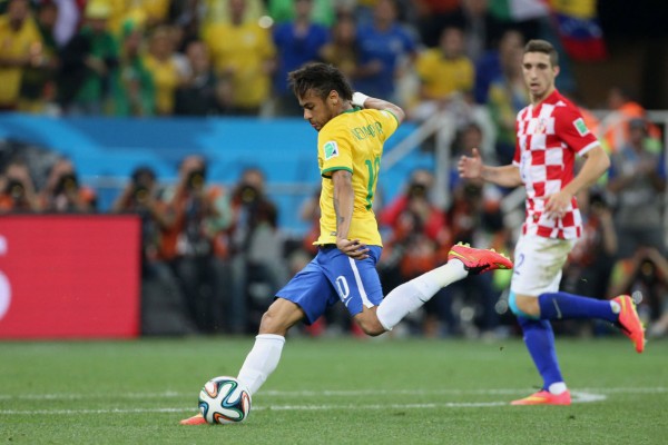 Neymar's first goal in Brazil vs Croatia, at the 2014 World Cup