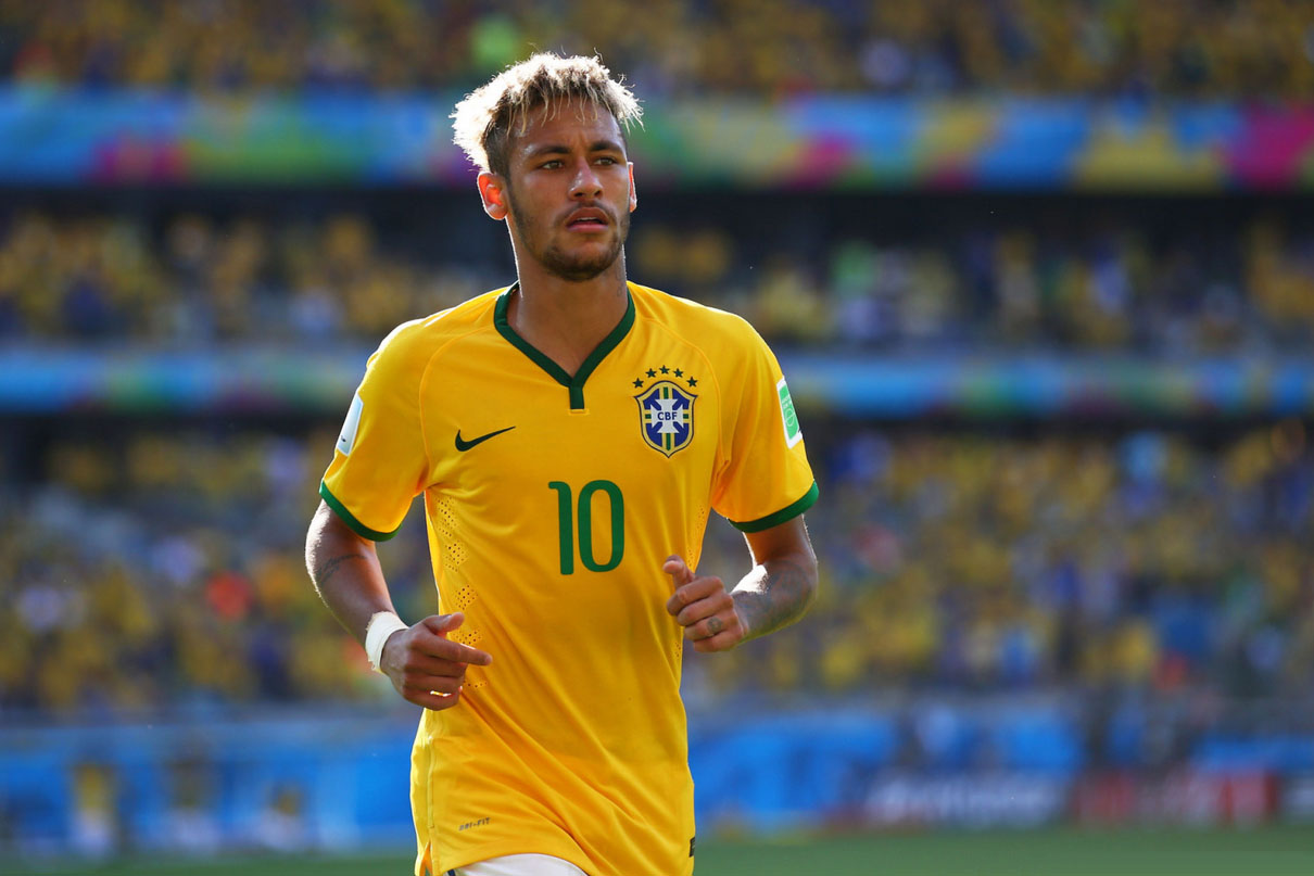 Neymar in Brazil's jersey, in the FIFA World Cup 2014
