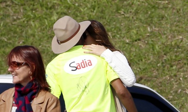 Neymar kissing Bruna Marquezine in June of 2014