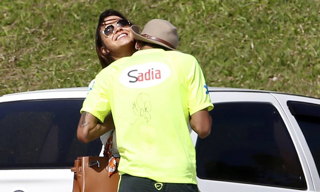 Neymar kissing Bruna Marquezine in the neck