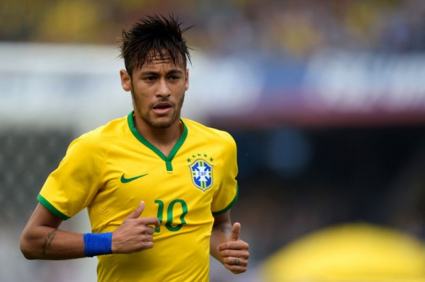 Neymar playing in the Brazilian National Team ahead of the World Cup 2014