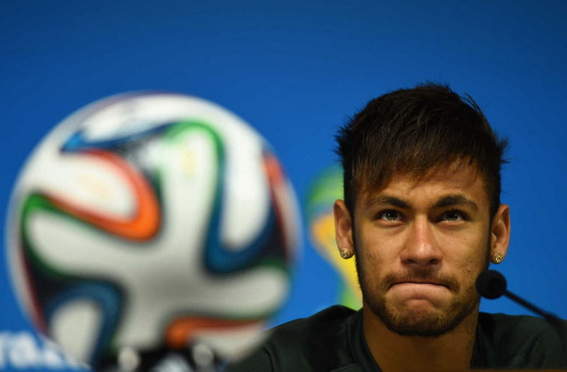 Neymar talking with journalists ahead of the World Cup debut