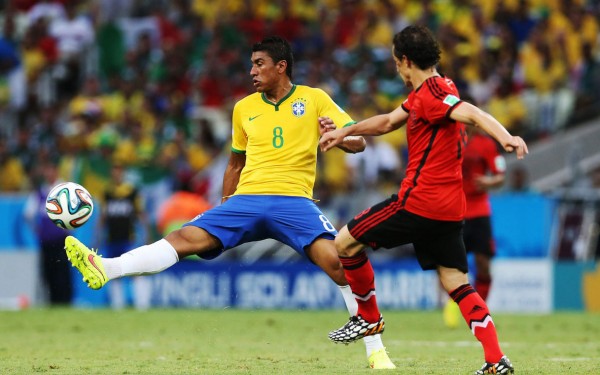 Paulinho in Brazil vs Mexico, for the FIFA World Cup 2014