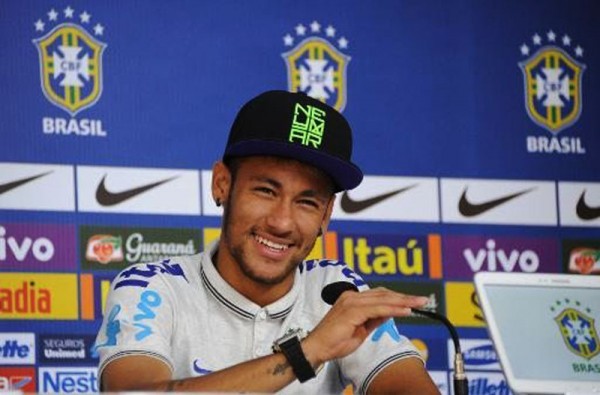 Neymar smiling in the press conference, ahead of Brazil vs Colombia