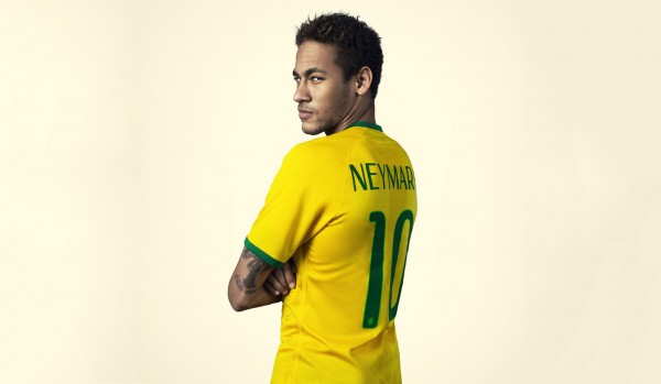 Neymar wearing the Brazilian National Team jersey in a photoshoot