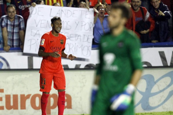 Neymar after netting a goal for FC Barcelona