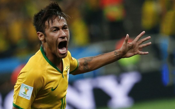 Neymar after scoring a goal for Brazil