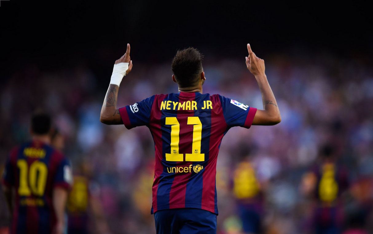 Neymar wearing in Barcelona number 11 jersey