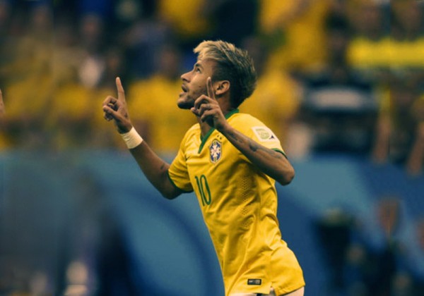 Neymar celebrating Brazil goal