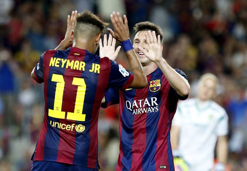 Neymar with Messi in FC Barcelona
