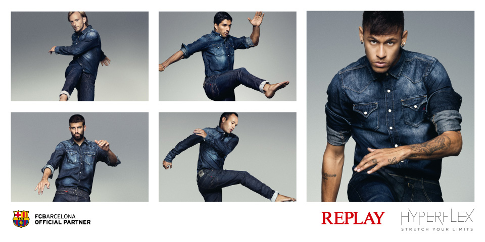 FC Barcelona players in Replay jeans advert
