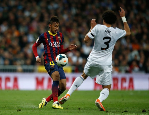 Neymar vs Pepe in Clasico between Real Madrid and Barcelona