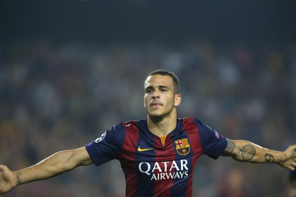 Sandro Ramírez after a goal for FC Barcelona