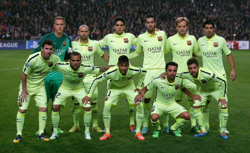 FC Barcelona line-up in the UEFA Champions League fixture in Amsterdam, against Ajax