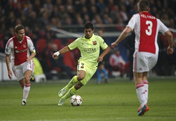 Luis Suárez makes his return to Amsterdam, in Ajax vs Barcelona in 2014-15
