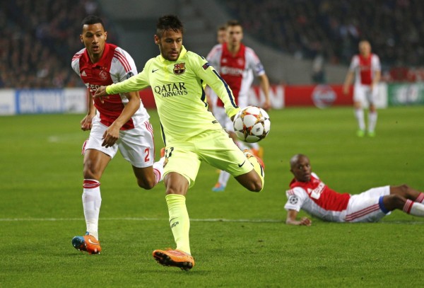 Neymar getting ready to take a shot with his left foot