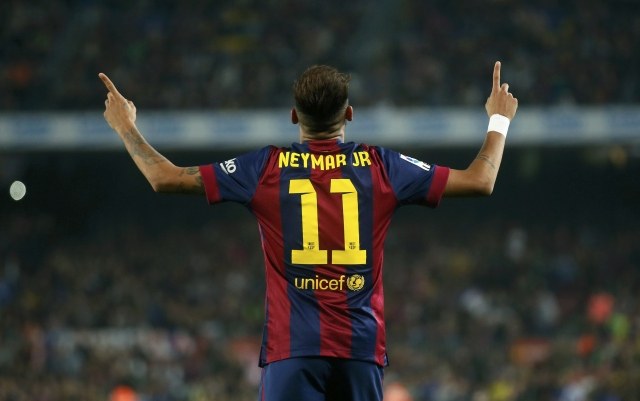 Neymar Jr wearing FC Barcelona jersey number 11
