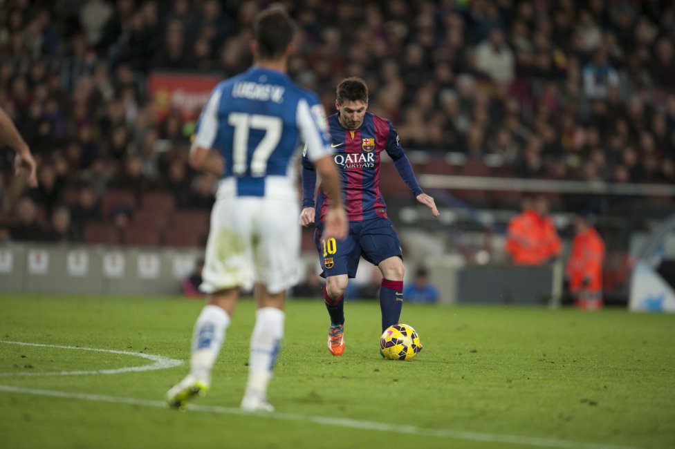 Lionel Messi in action in Barcelona 5-1 Espanyol