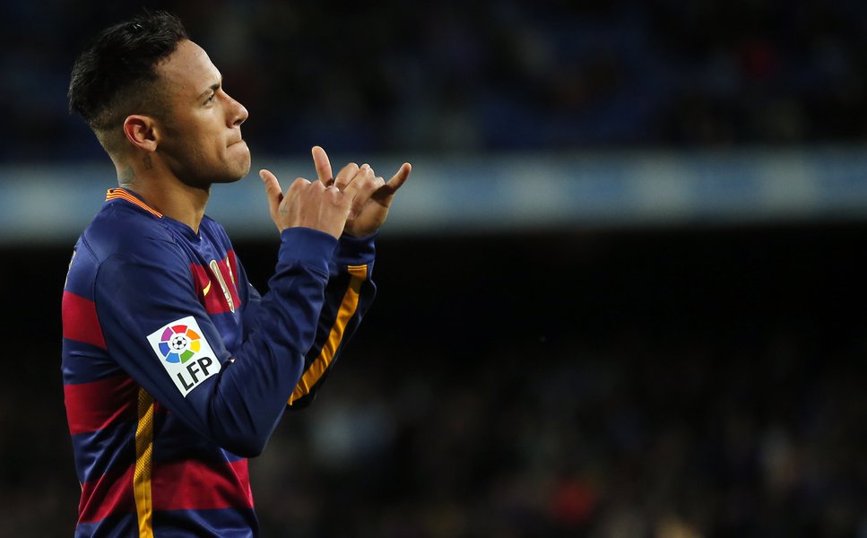 Neymar doing the hang loose symbol with his hands