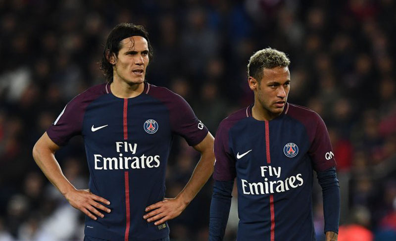 Edison Cavani and Neymar Jr in PSG in 2017