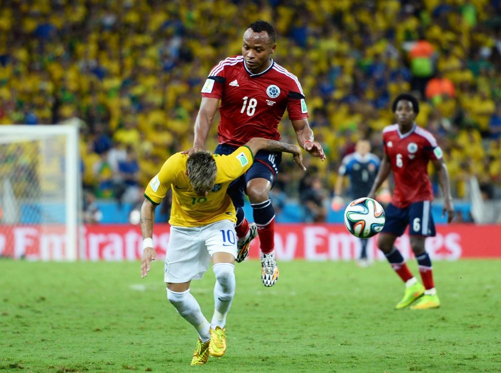 Neymar injured in Colombia vs Brazil